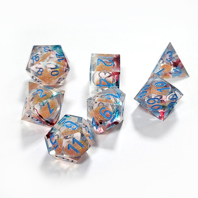 Khaki vloeibare stroom zand Hars multi -noodle tablet spel dobbelstenen set dnd dobbelstenen