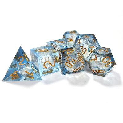 Witte stroming zand Hars multi-noodle tablet spel dobbelstenen set dnd dobbelstenen