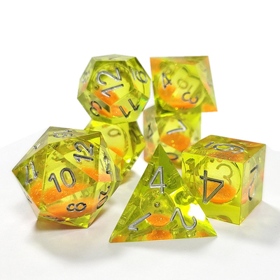 Oranje stromend zand Geel kristalhars Dnd Dice Sharp Edge Fantasy