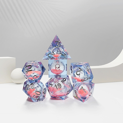 Roze stroomzand Blauw kristalhars dobbelstenen meerzijdig handgemaakt