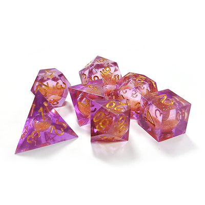 Oranje stromend zand Paarse kristalhars Polyhedraal dobbelstenen Multi Noodle Tablet Game dobbelstenen set