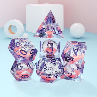 Roze vloeibare stroming zand hars polyhedraal dobbelstenen Multi - Noodle tablet spel dobbelstenen set
