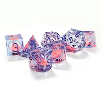 Roze vloeibare stroming zand hars polyhedraal dobbelstenen Multi - Noodle tablet spel dobbelstenen set
