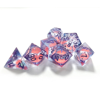 Roze vloeibare stroming zand hars polyhedraal dobbelstenen Multi - Noodle tablet spel dobbelstenen set