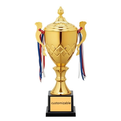 Gepersonaliseerde metalen trofee cup 32cm hoog verscheuringsbestendige