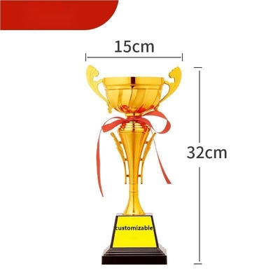 Gepersonaliseerde metalen trofee cup 32cm hoog verscheuringsbestendige
