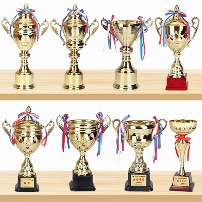 Gepersonaliseerde metalen trofee cup 32cm hoog verscheuringsbestendige