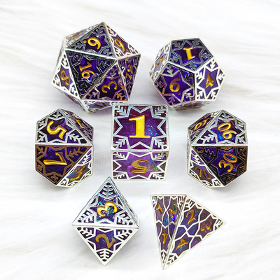 Purple resin&amp;snowflake metaal frame tabletop rollenspel specifiek meerzijdig dobbelsteen set