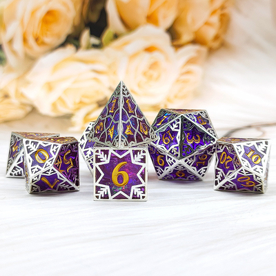 Purple resin&amp;snowflake metaal frame tabletop rollenspel specifiek meerzijdig dobbelsteen set