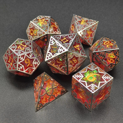 Purple resin&amp;snowflake metaal frame tabletop rollenspel specifiek meerzijdig dobbelsteen set