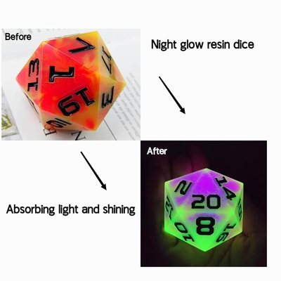 Eenzijdig 20 zijdig Glowing Resin Game Dice DND COC TRPG