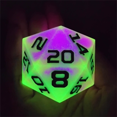 Eenzijdig 20 zijdig Glowing Resin Game Dice DND COC TRPG