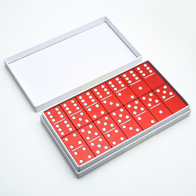 Double 6 Six Metal Domino Set met 28 Giant Aluminium Alloy Domino Blocks Laser Printed Desktop Game