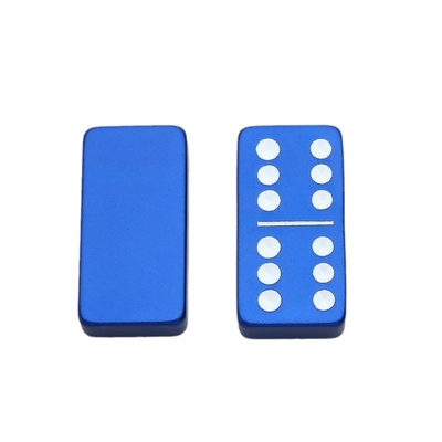 Double 6 Six Metal Domino Set met 28 Giant Aluminium Alloy Domino Blocks Laser Printed Desktop Game