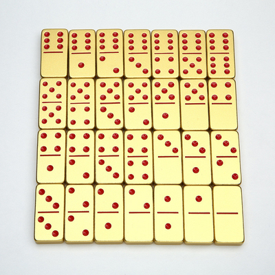 Double 6 Six Metal Domino Set met 28 Giant Aluminium Alloy Domino Blocks Laser Printed Desktop Game