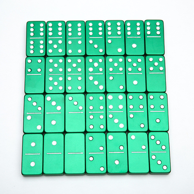 Double 6 Six Metal Domino Set met 28 Giant Aluminium Alloy Domino Blocks Laser Printed Desktop Game