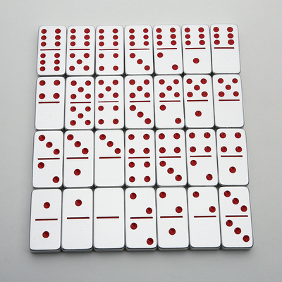 Double 6 Six Metal Domino Set met 28 Giant Aluminium Alloy Domino Blocks Laser Printed Desktop Game