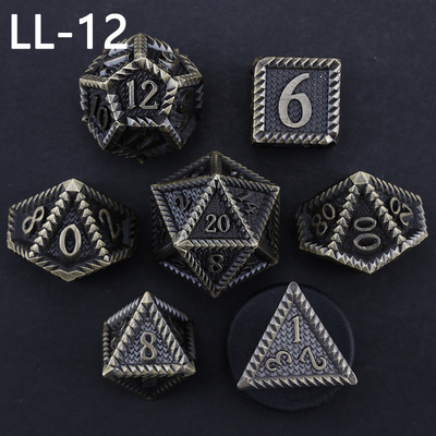 DND metalen dobbelstenen, Dragon en Dungeon polyhedraal RPG dobbelstenen, 7 tafelspel draak schaal dobbelstenen
