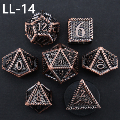 DND metalen dobbelstenen, Dragon en Dungeon polyhedraal RPG dobbelstenen, 7 tafelspel draak schaal dobbelstenen