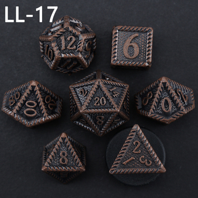 DND metalen dobbelstenen, Dragon en Dungeon polyhedraal RPG dobbelstenen, 7 tafelspel draak schaal dobbelstenen