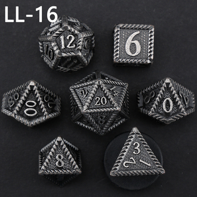 DND metalen dobbelstenen, Dragon en Dungeon polyhedraal RPG dobbelstenen, 7 tafelspel draak schaal dobbelstenen