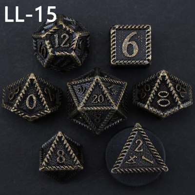DND metalen dobbelstenen, Dragon en Dungeon polyhedraal RPG dobbelstenen, 7 tafelspel draak schaal dobbelstenen