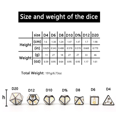 7 Skeleton Dice, Multi Faced Digital Color DND Board Game, Dragon en Dungeon