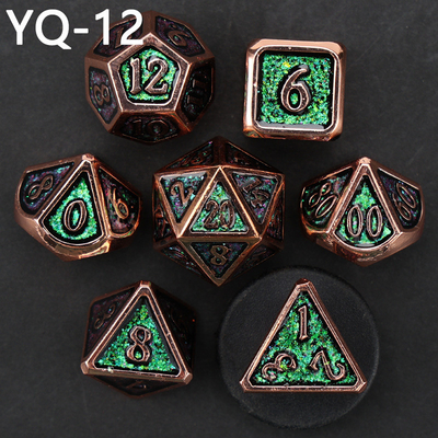 Gepersonaliseerde metalen DND dobbelstenen kleur massief polyëder metalen dobbelstenen set met zilveren cijfers, gebruikt voor schaakbord spel D &amp; D