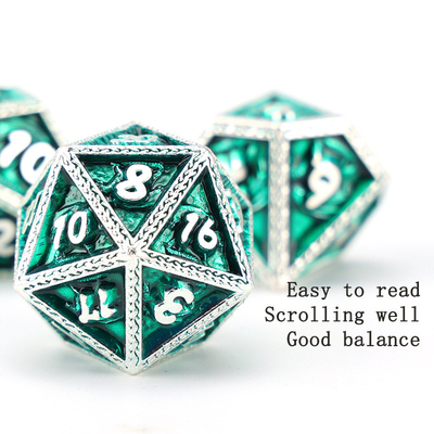 Groene DND Dragon en Dungeon Metalen dobbelstenen Set Customized Gepersonaliseerde Rune dobbelstenen Set