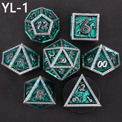 Groene DND Dragon en Dungeon Metalen dobbelstenen Set Customized Gepersonaliseerde Rune dobbelstenen Set