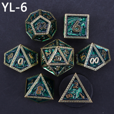 Groene DND Dragon en Dungeon Metalen dobbelstenen Set Customized Gepersonaliseerde Rune dobbelstenen Set