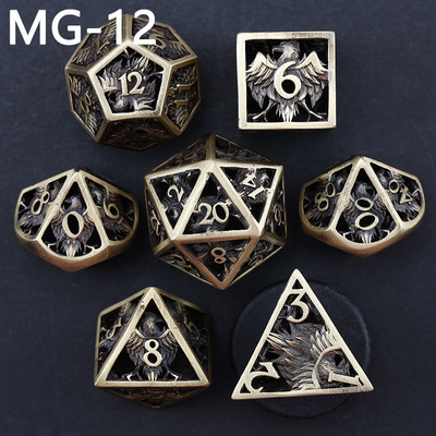 Holle metalen dobbelstenen set polyhedron custom dobbelstenen draak en draak dobbelstenen bordspel