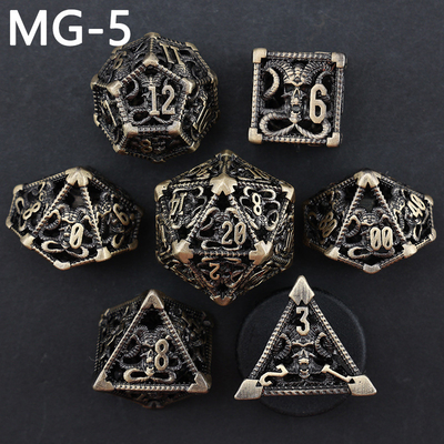 Holle metalen dobbelstenen set polyhedron custom dobbelstenen draak en draak dobbelstenen bordspel