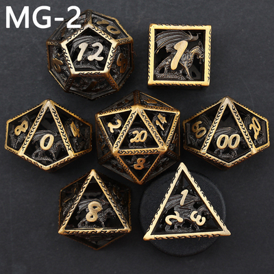 Holle metalen dobbelstenen set polyhedron custom dobbelstenen draak en draak dobbelstenen bordspel