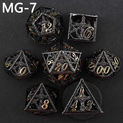 Holle metalen dobbelstenen set polyhedron custom dobbelstenen draak en draak dobbelstenen bordspel