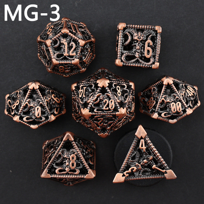 Holle metalen dobbelstenen set polyhedron custom dobbelstenen draak en draak dobbelstenen bordspel