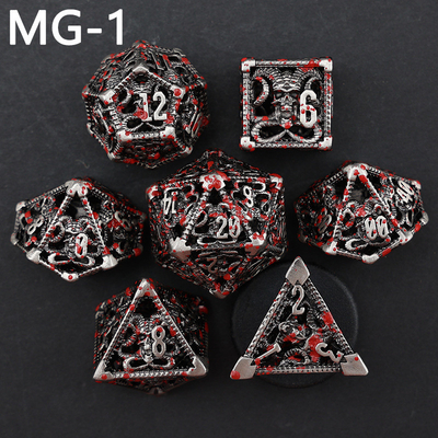 Holle metalen dobbelstenen set polyhedron custom dobbelstenen draak en draak dobbelstenen bordspel