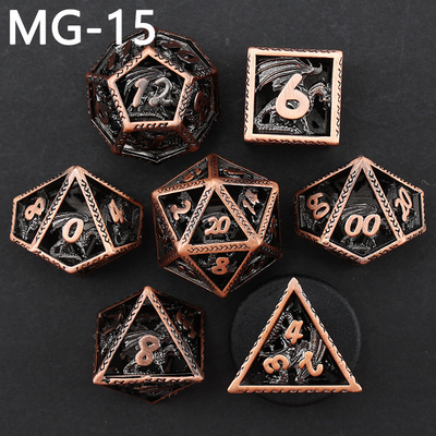 Holle metalen dobbelstenen set polyhedron custom dobbelstenen draak en draak dobbelstenen bordspel