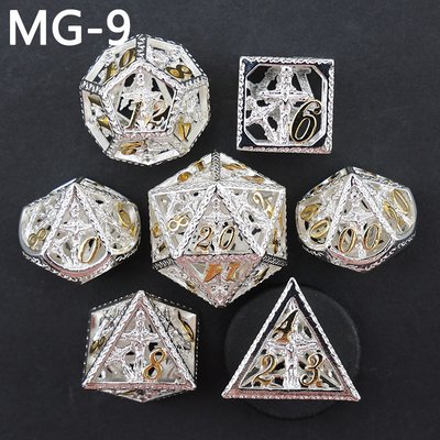 Holle metalen dobbelstenen set polyhedron custom dobbelstenen draak en draak dobbelstenen bordspel