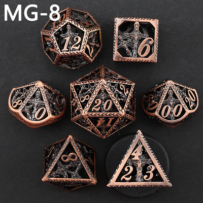 Holle metalen dobbelstenen set polyhedron custom dobbelstenen draak en draak dobbelstenen bordspel