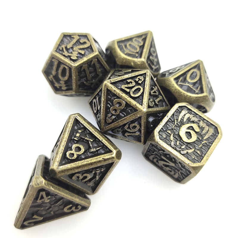 Het tafelbladgokken dobbelt Vastgesteld Polyhedral Slijtvast Metaal Geel Mini Dice Metal Antiwear For