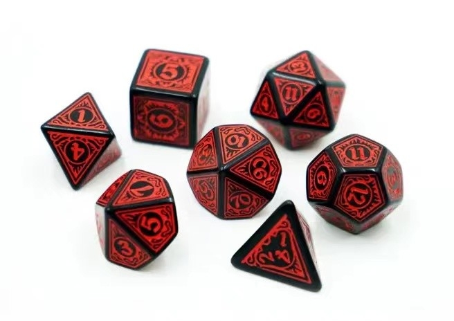 Modieus RPG-spel dobbelstenen set 20 mm Zwarte achtergrond Kleurpatroon