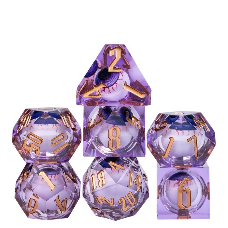 16mm Volledig polyhedraal dobbelstenen verplaatst Dungeons And Dragons Bloodshot Blauwe oog dobbelstenen voor de rol