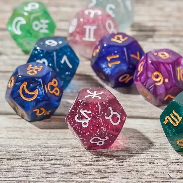 3pcs/ Set Hars Polyhedraal Dice Multi-Color 16mm Fate Sign Number Constellatie