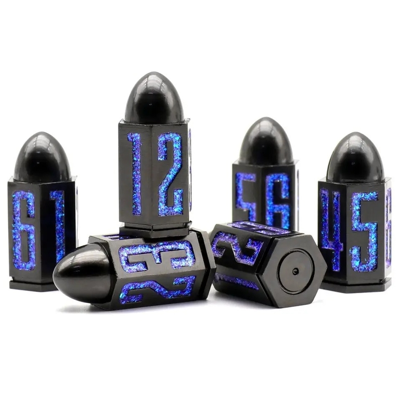 D6 Bullet Metal Dice Set 6 stuks 6 kanten voor Dnd Dungeons Rpg Warhammer Shadowrun Dice