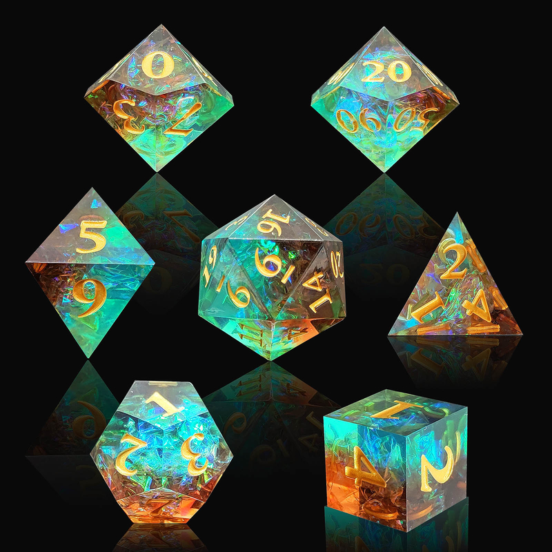 Gepersonaliseerde Sharp Resin Dice Set Multi Color Dragon And Dungeon DND#RPG