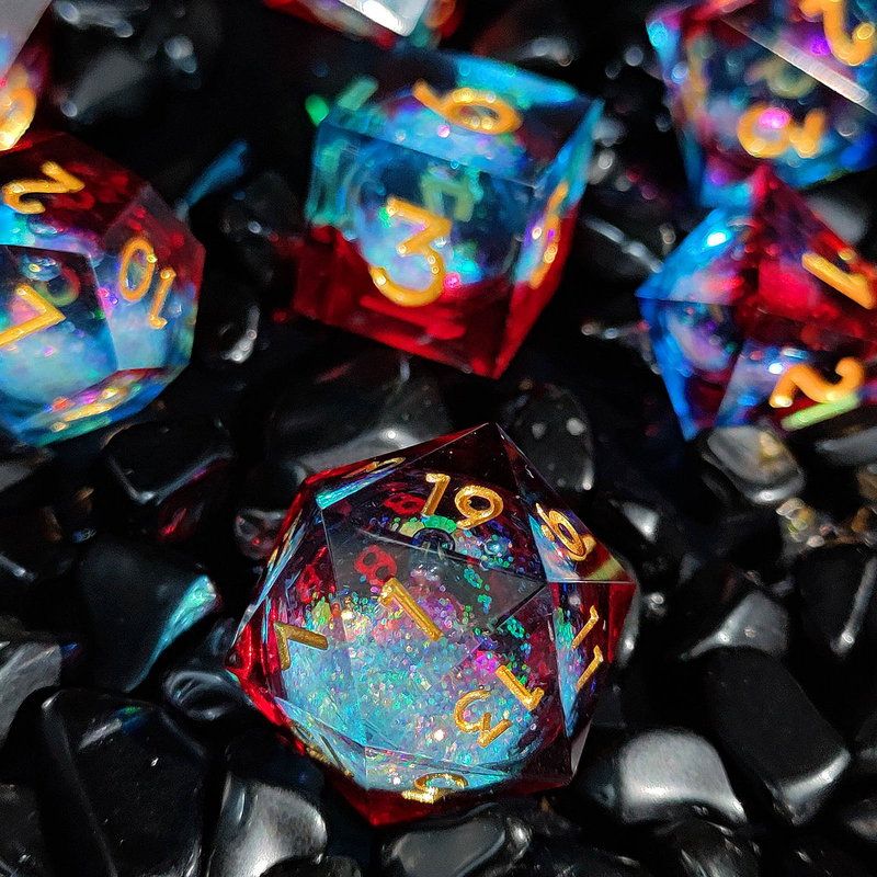 Flow Sand Multi Color Hars Dice Set DND Cruzu's Call RPG#COC