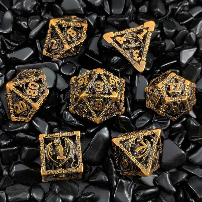 Hollow Multi Face Metal Dice Set D20 scherp gesneden vliegende draak Budemen's God