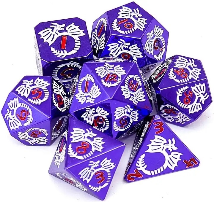 Multifasetteed massief metaal dobbelstenen set DND RPG kleurrijke vliegende draak Crucho bordspel