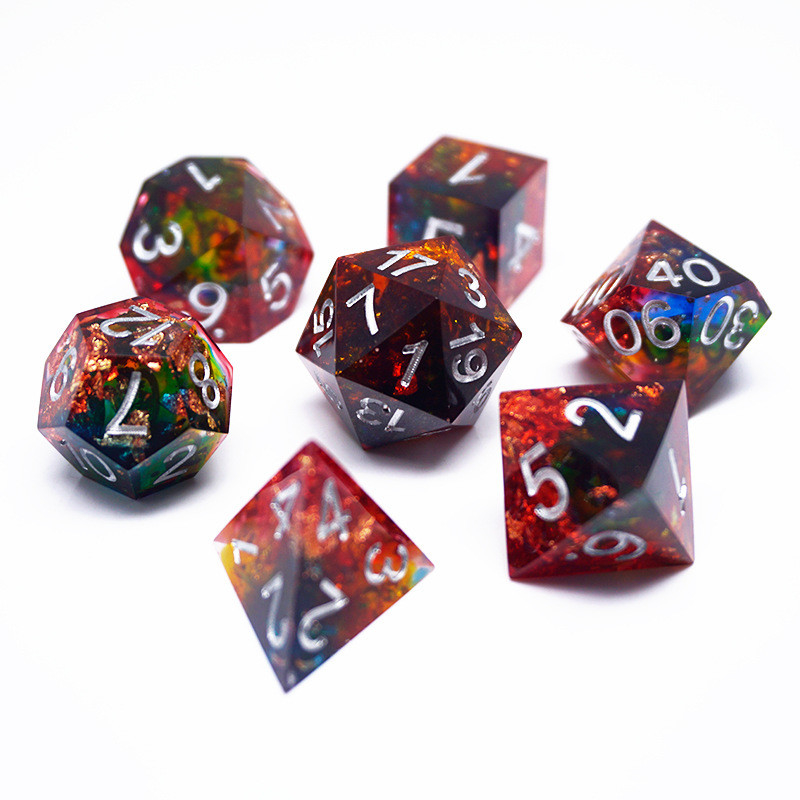 Roodgoud folie hars dobbelstenen set handwerk Custom kleur#Rpg#Dnd#Coc